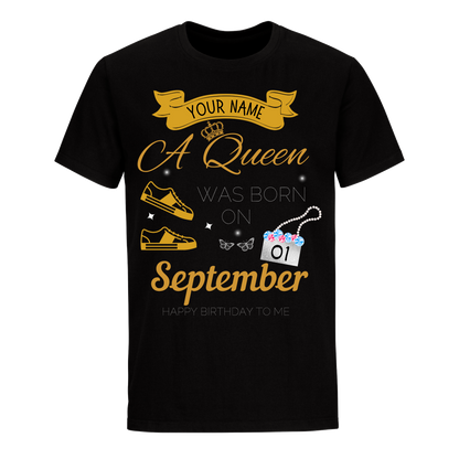 SEPTEMBER PERSONALIZABLE BIRTHDAY QUEEN SHIRT