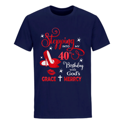 40TH BIRTHDAY WITH GOD'S GRACE & MERCY SHIRT