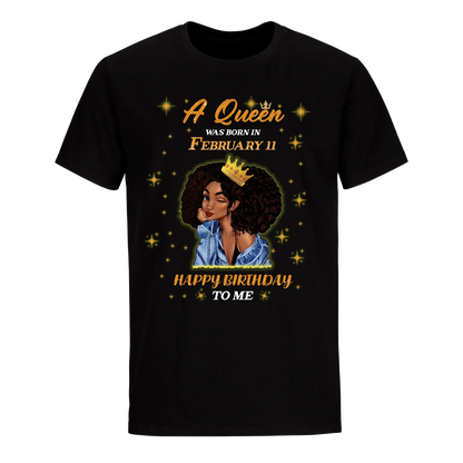 A QUEEN WAS BORN IN FEBRUARY 11TH UNISEX SHIRT