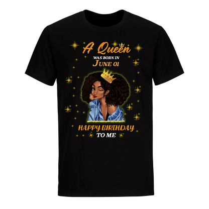 A QUEEN WAS BORN IN JUNE 1ST UNISEX SHIRT