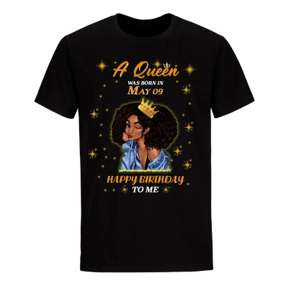 A QUEEN WAS BORN IN MAY 9TH UNISEX SHIRT