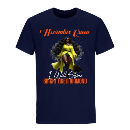 BRIGHT LIKE A DIAMOND NOVEMBER QUEEN UNISEX SHIRT