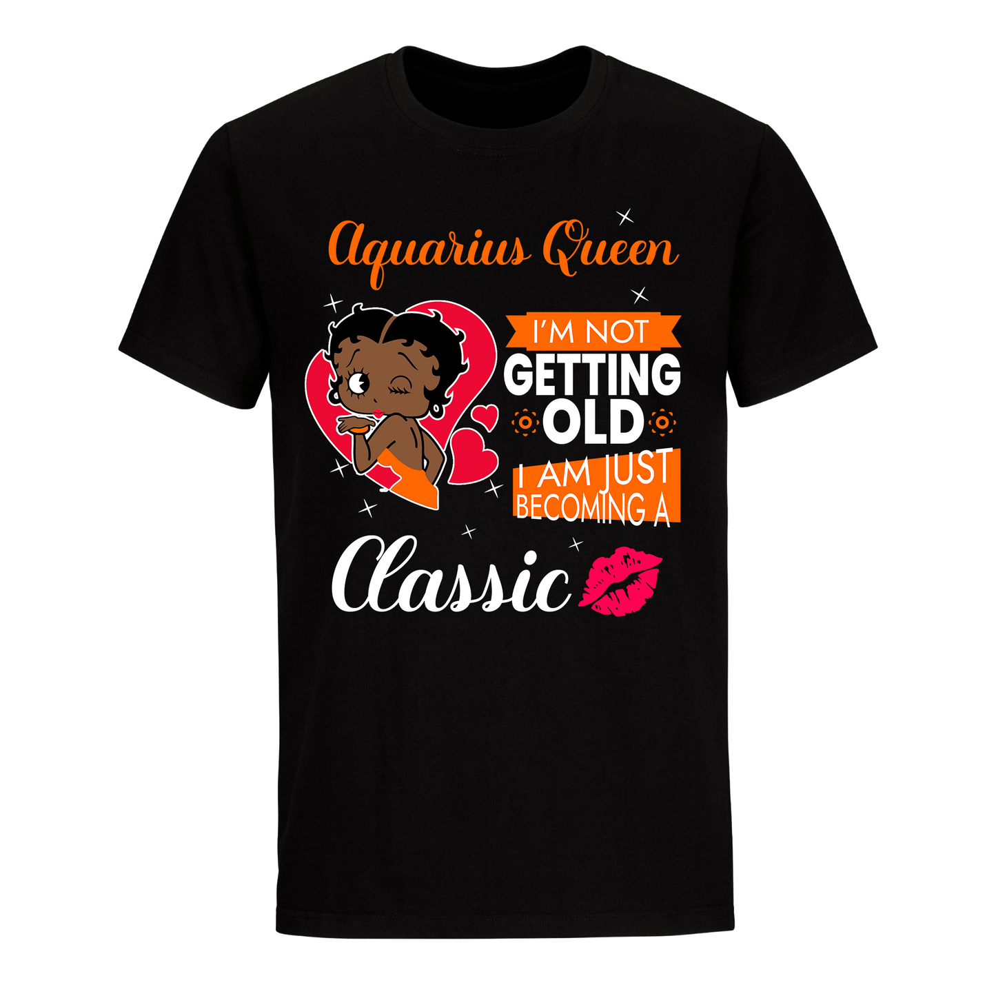 AQUARIUS BATTY BOOP TEN ORANGE UNISEX SHIRT