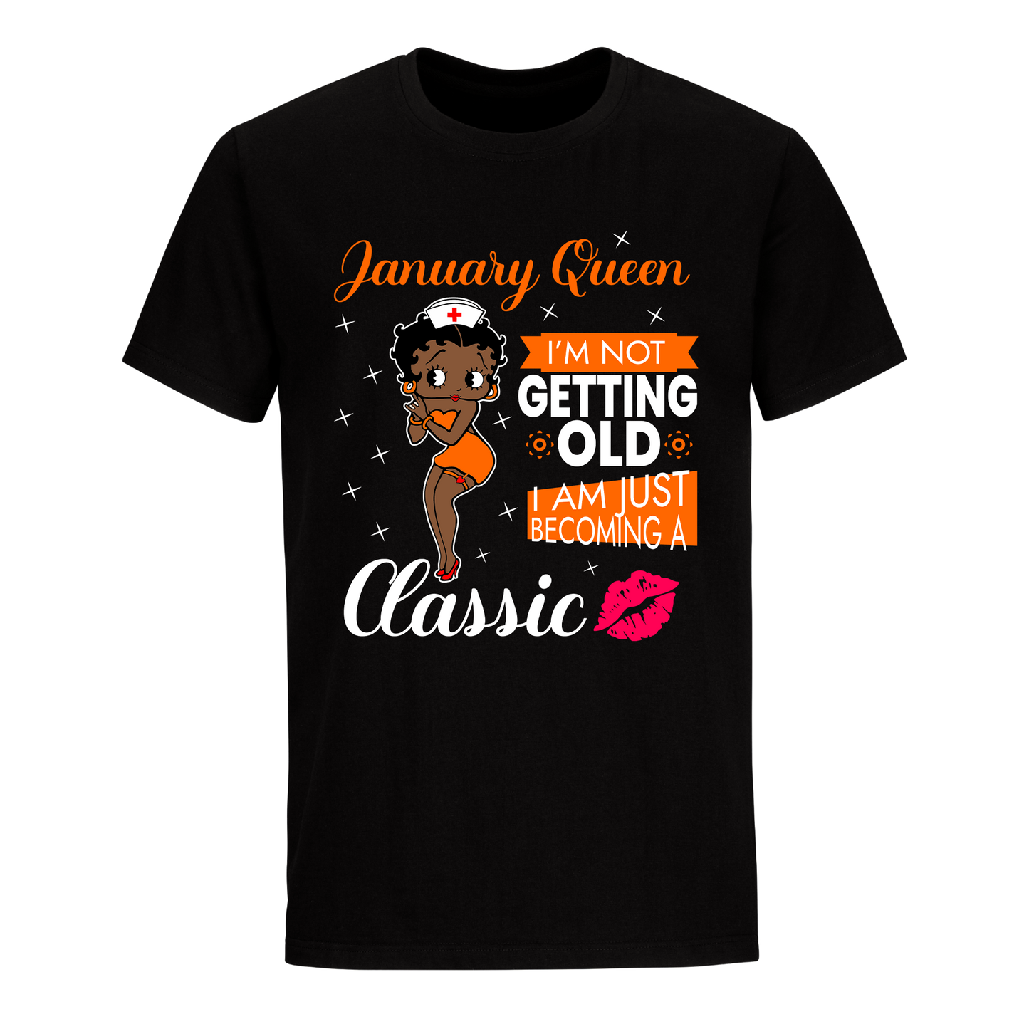 JANUARY BATTY BOOP ELEVEN ORANGE UNISEX SHIRT