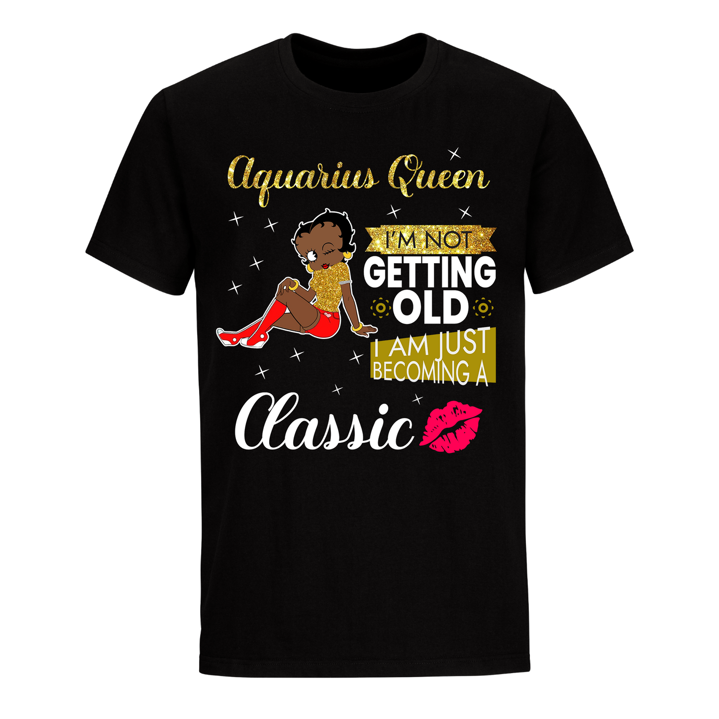 AQUARIUS BATTY BOOP TWELVE GOLDEN UNISEX SHIRT