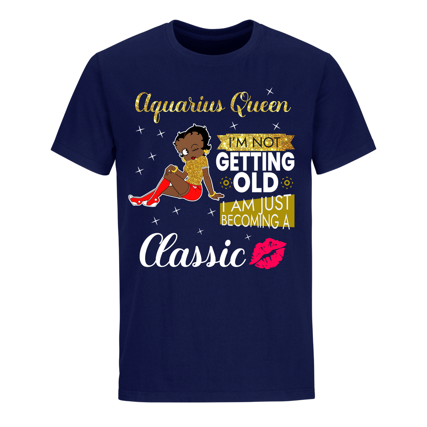 AQUARIUS BATTY BOOP TWELVE GOLDEN UNISEX SHIRT