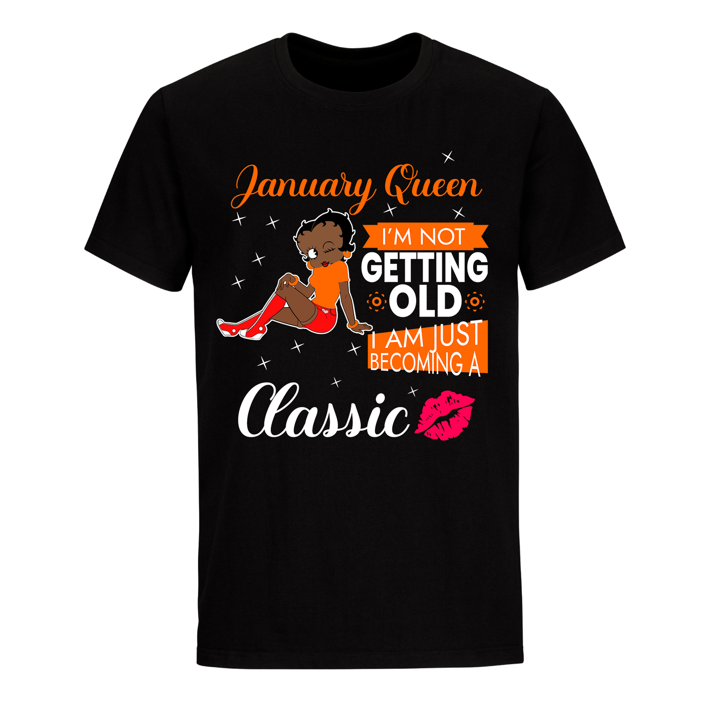 JANUARY BATTY BOOP TWELVE ORANGE UNISEX SHIRT