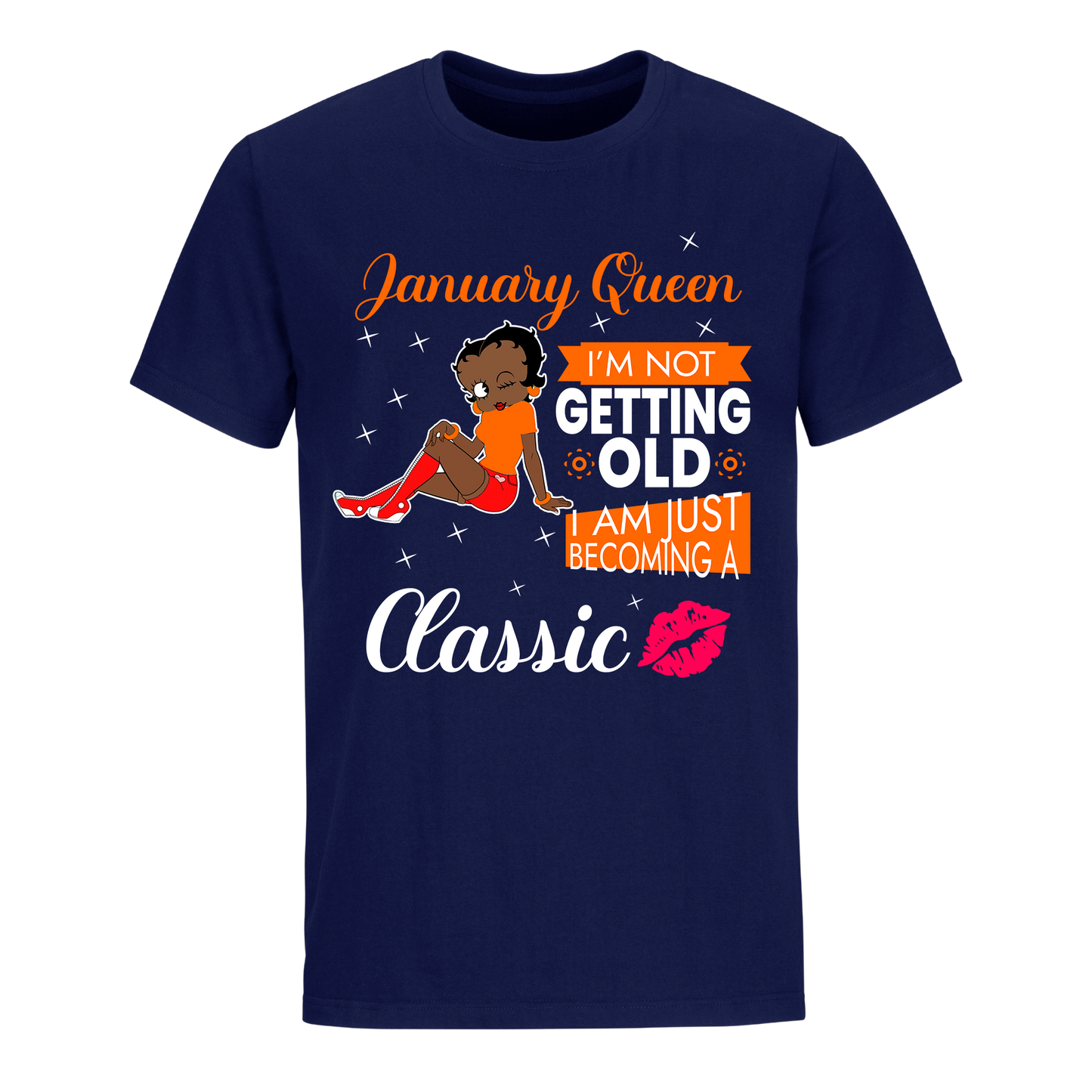 JANUARY BATTY BOOP TWELVE ORANGE UNISEX SHIRT