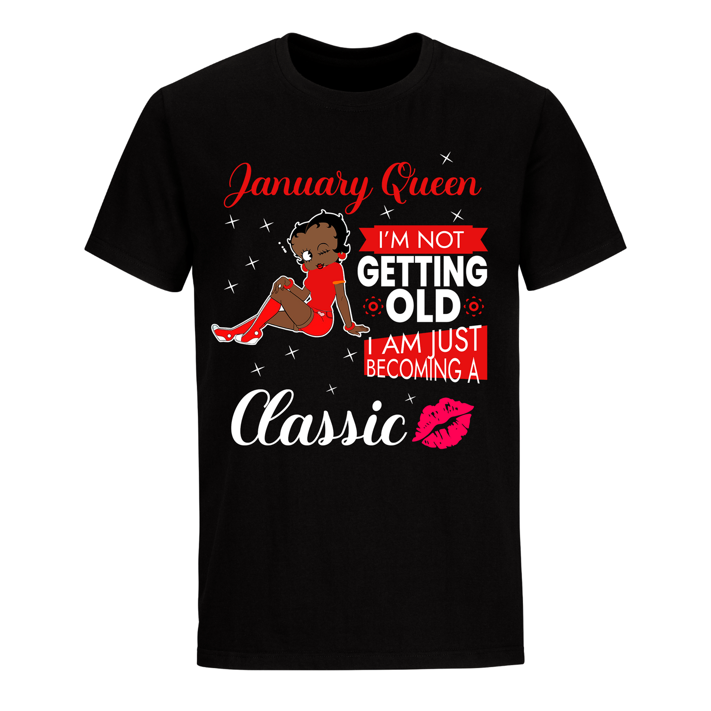 JANUARY BATTY BOOP TWELVE RED UNISEX SHIRT