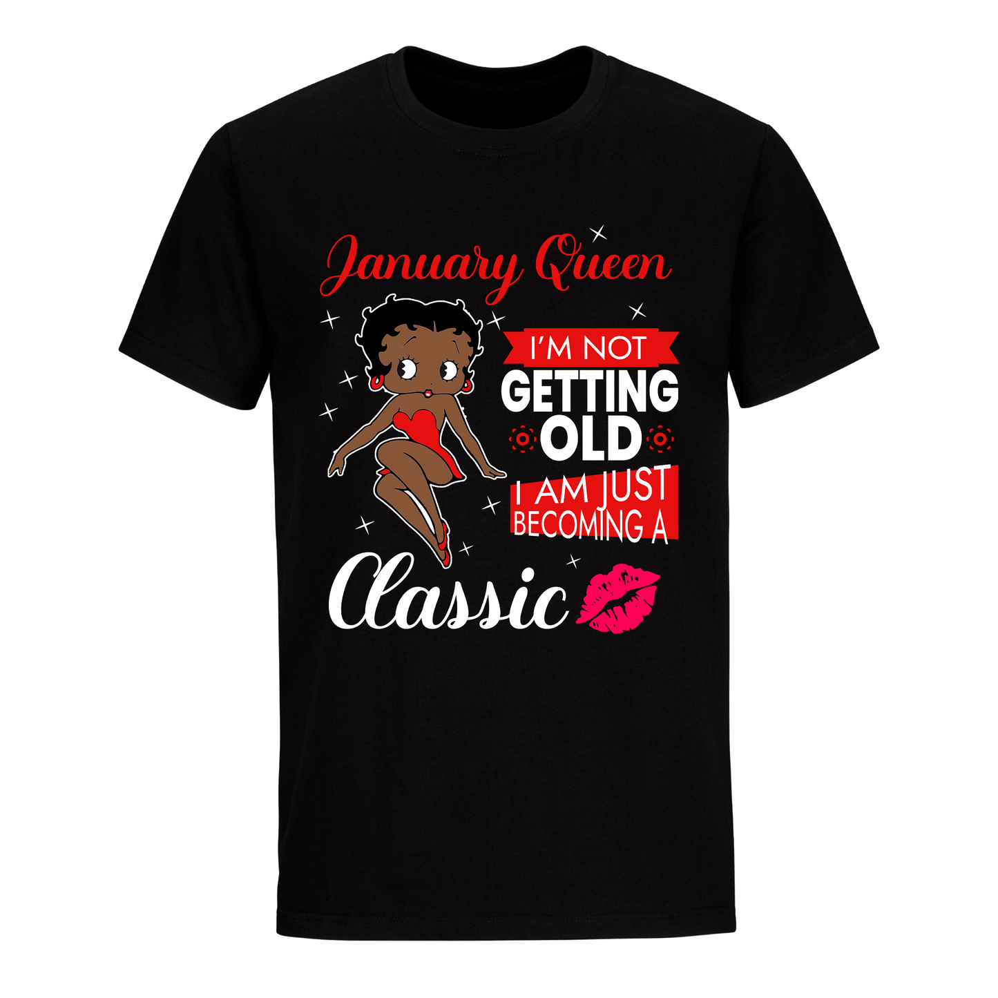 JANUARY BATTY BOOP THIRTEEN RED UNISEX SHIRT