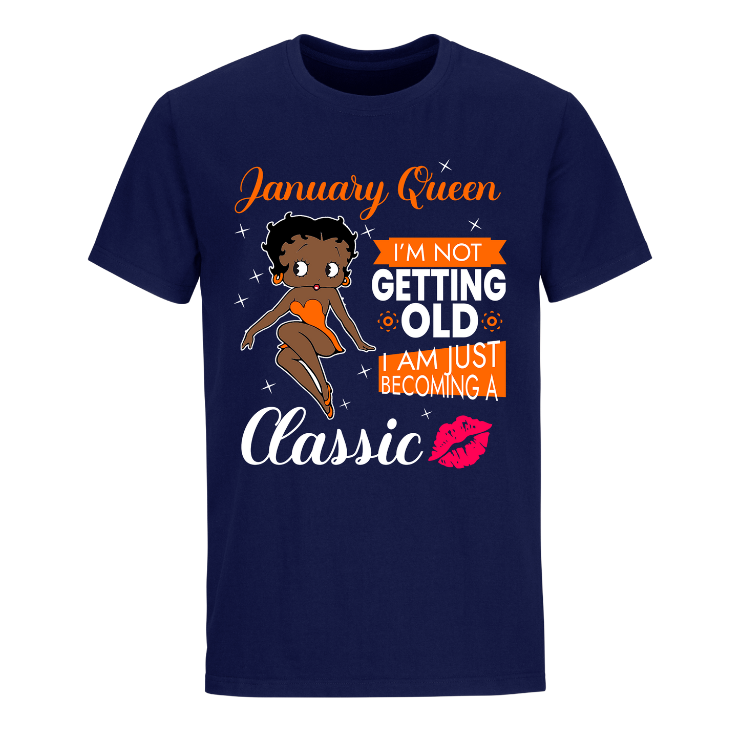 JANUARY BATTY BOOP THIRTEEN  ORANGE UNISEX SHIRT