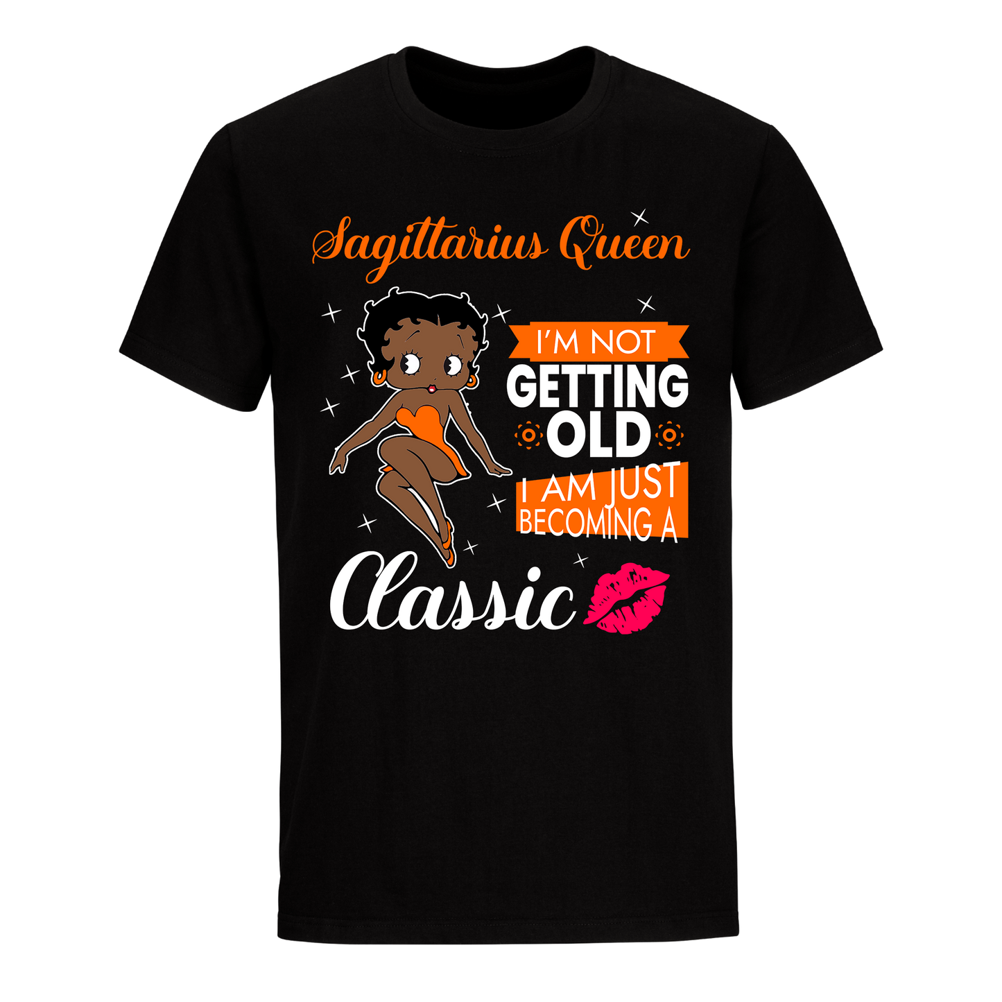 SAGITTARIUS BATTY BOOP THIRTEEN ORANGE UNISEX SHIRT