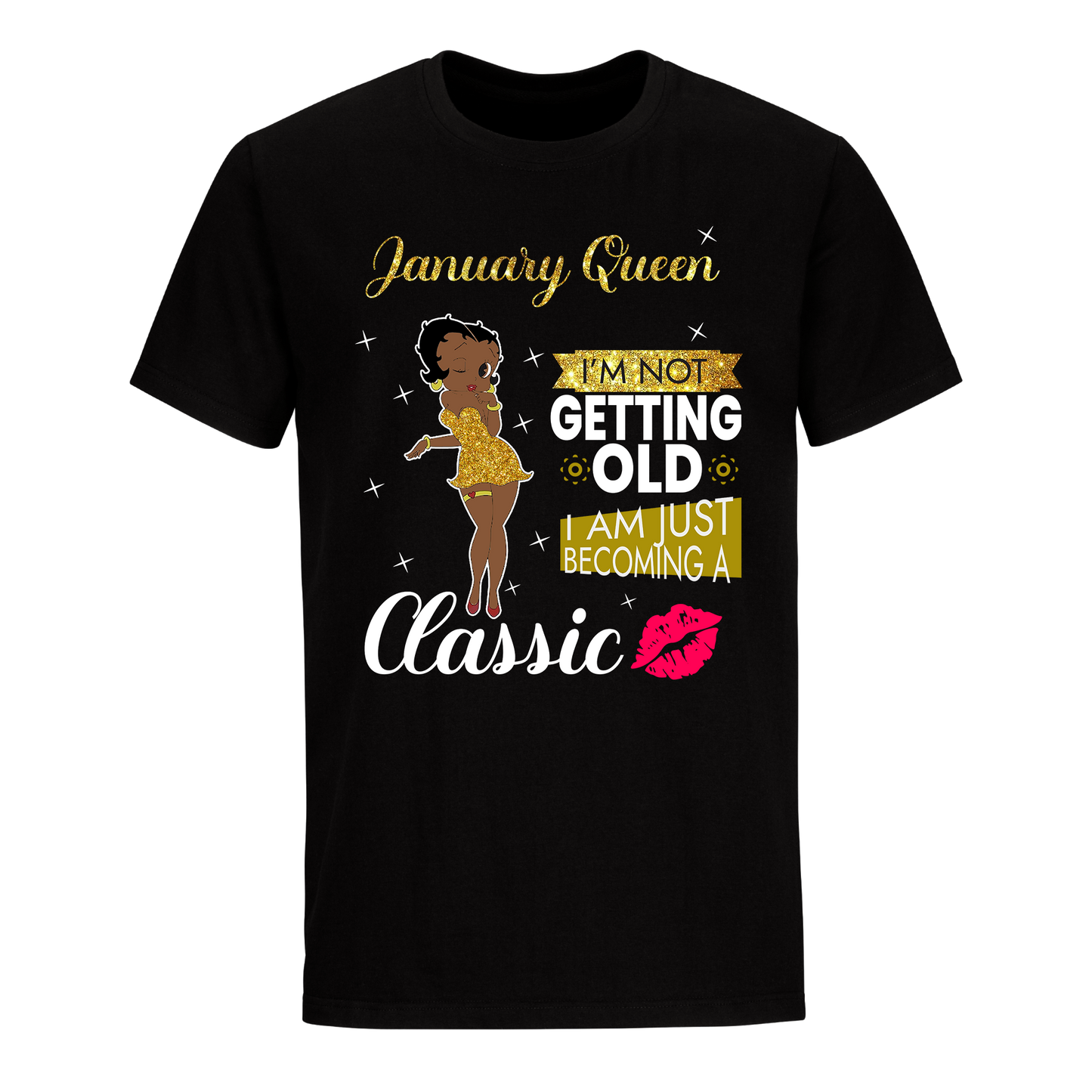 JANUARY BATTY BOOP FOURTEEN GOLDEN UNISEX SHIRT