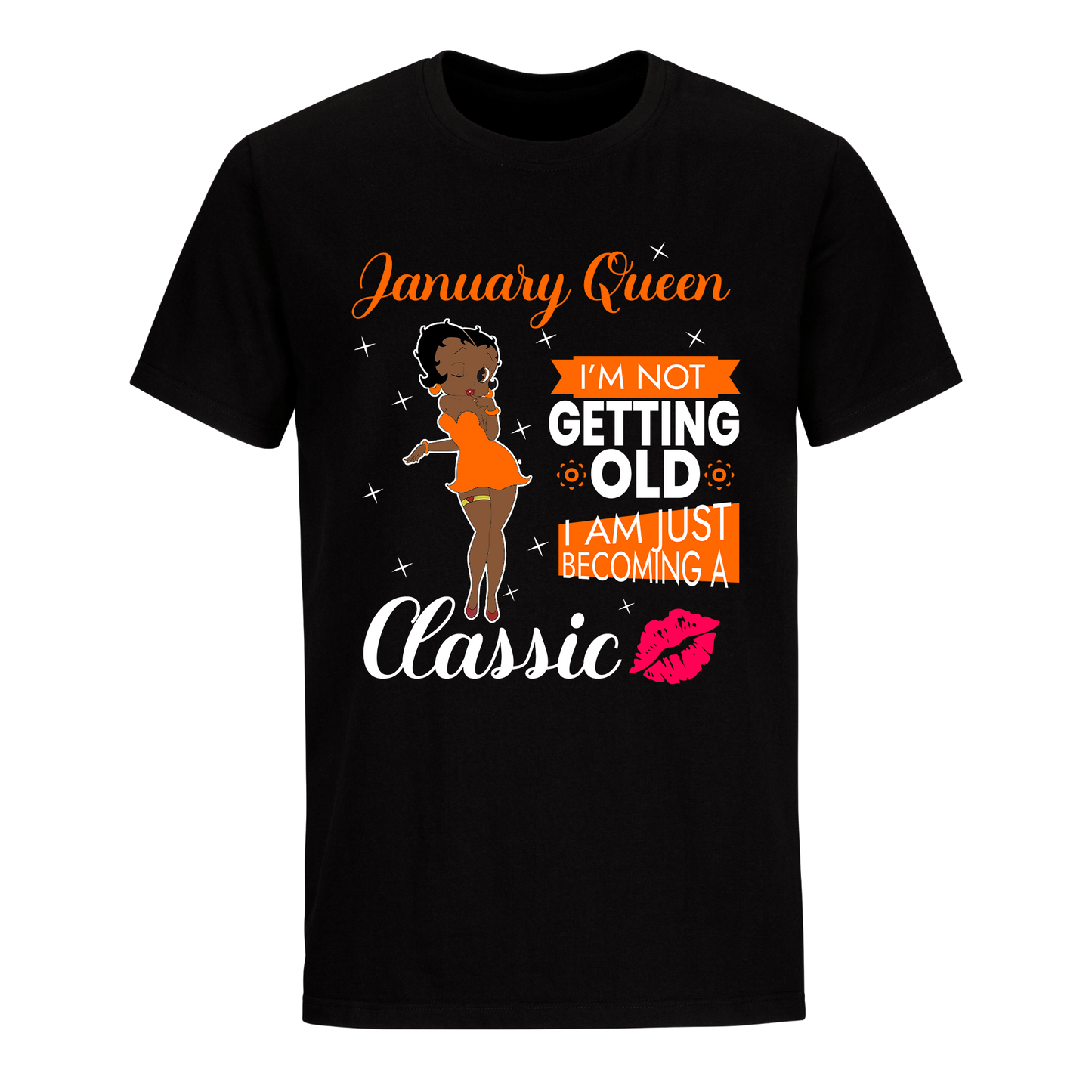 JANUARY BATTY BOOP FOURTEEN ORANGE UNISEX SHIRT