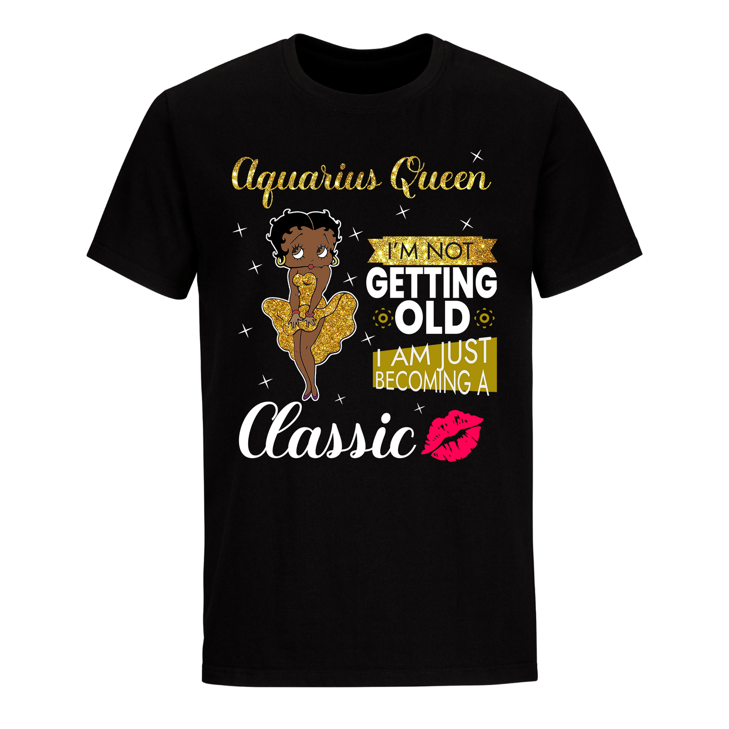 AQUARIUS BATTY BOOP SIXTEEN GOLDEN UNISEX SHIRT