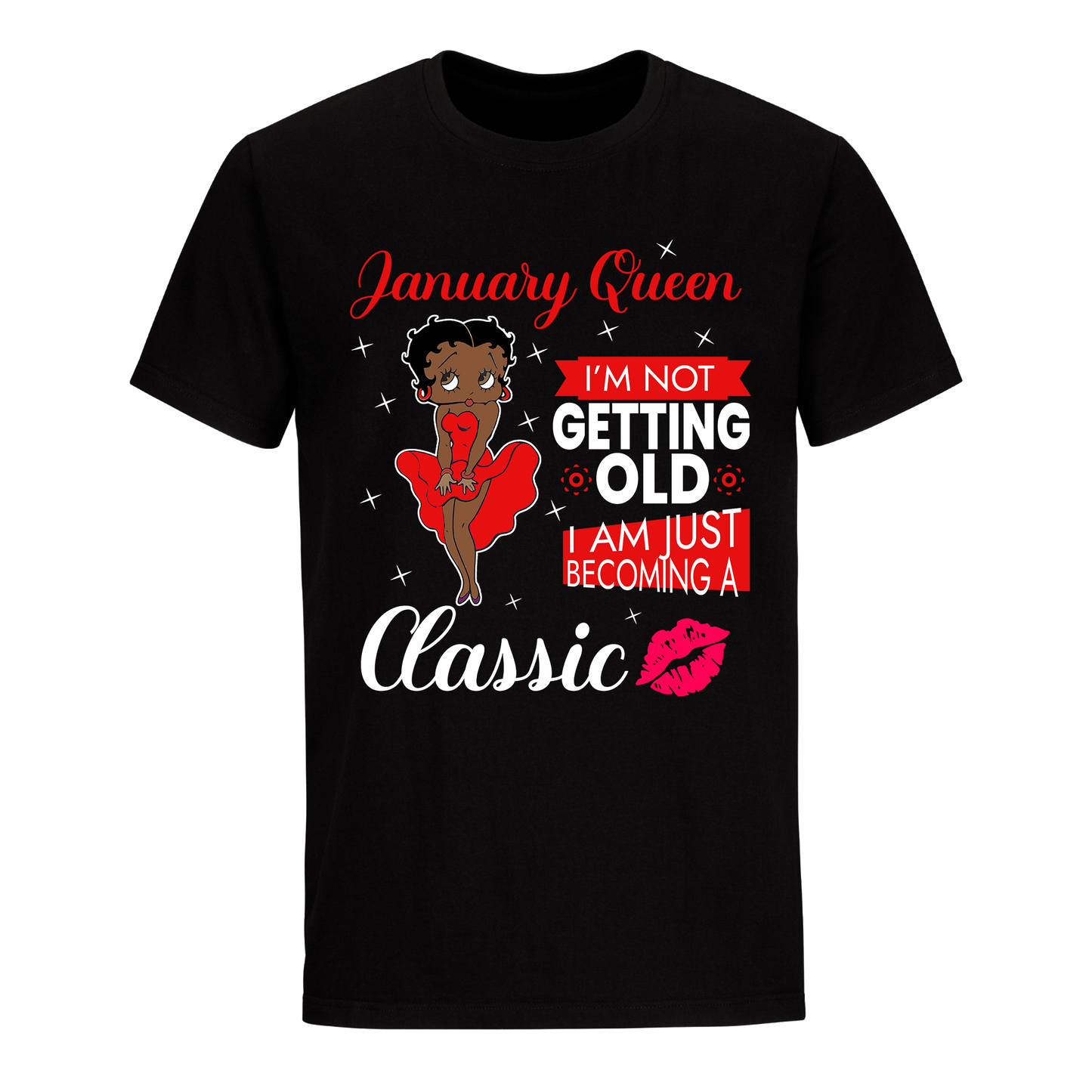 JANUARY BATTY BOOP SIXTEEN RED UNISEX SHIRT