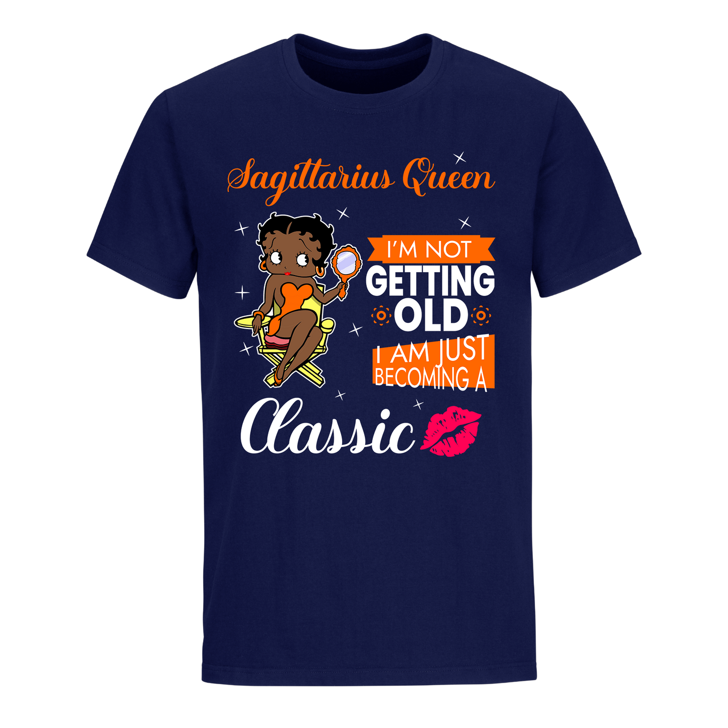 SAGITTARIUS BATTY BOOP TWO ORANGE UNISEX SHIRT