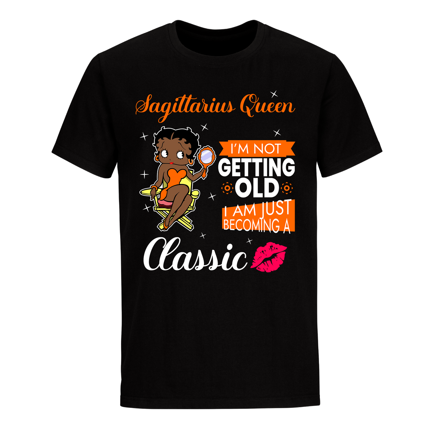 SAGITTARIUS BATTY BOOP TWO ORANGE UNISEX SHIRT