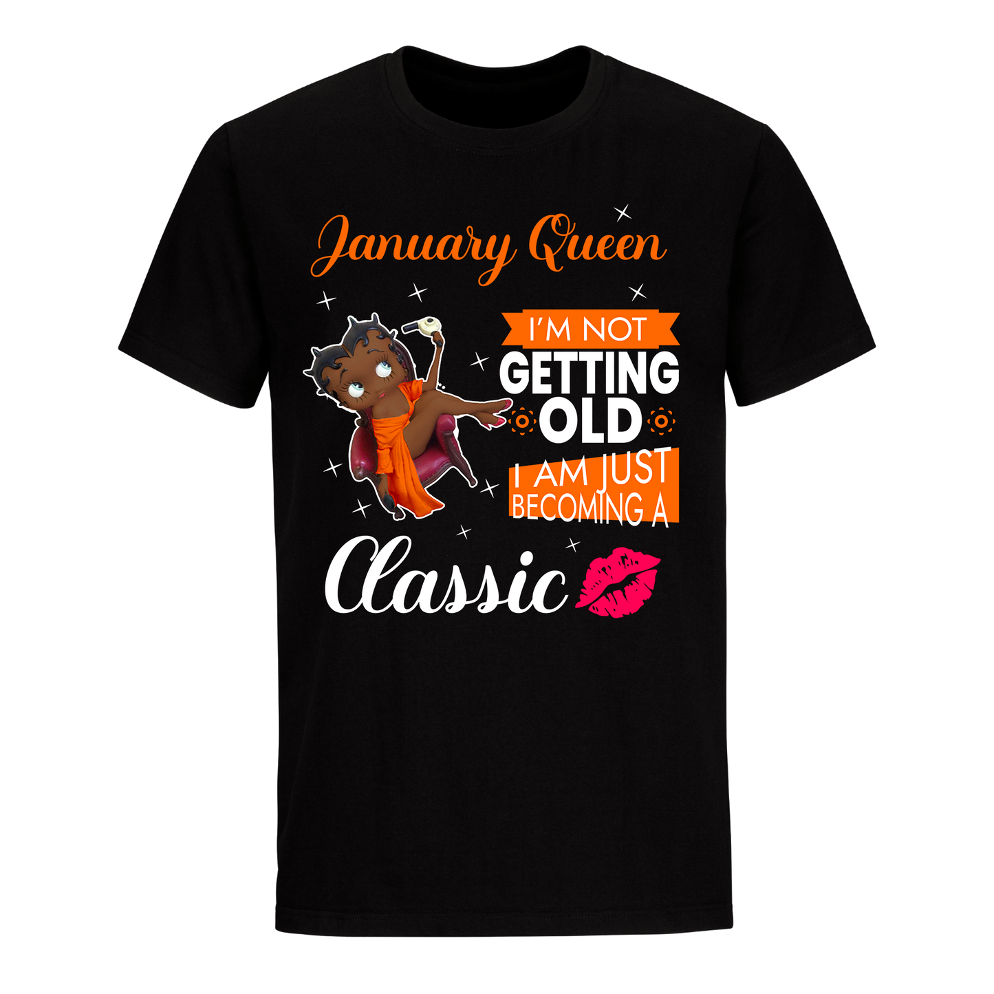 JANUARY BATTY BOOP EIGHT ORANGE UNISEX SHIRT