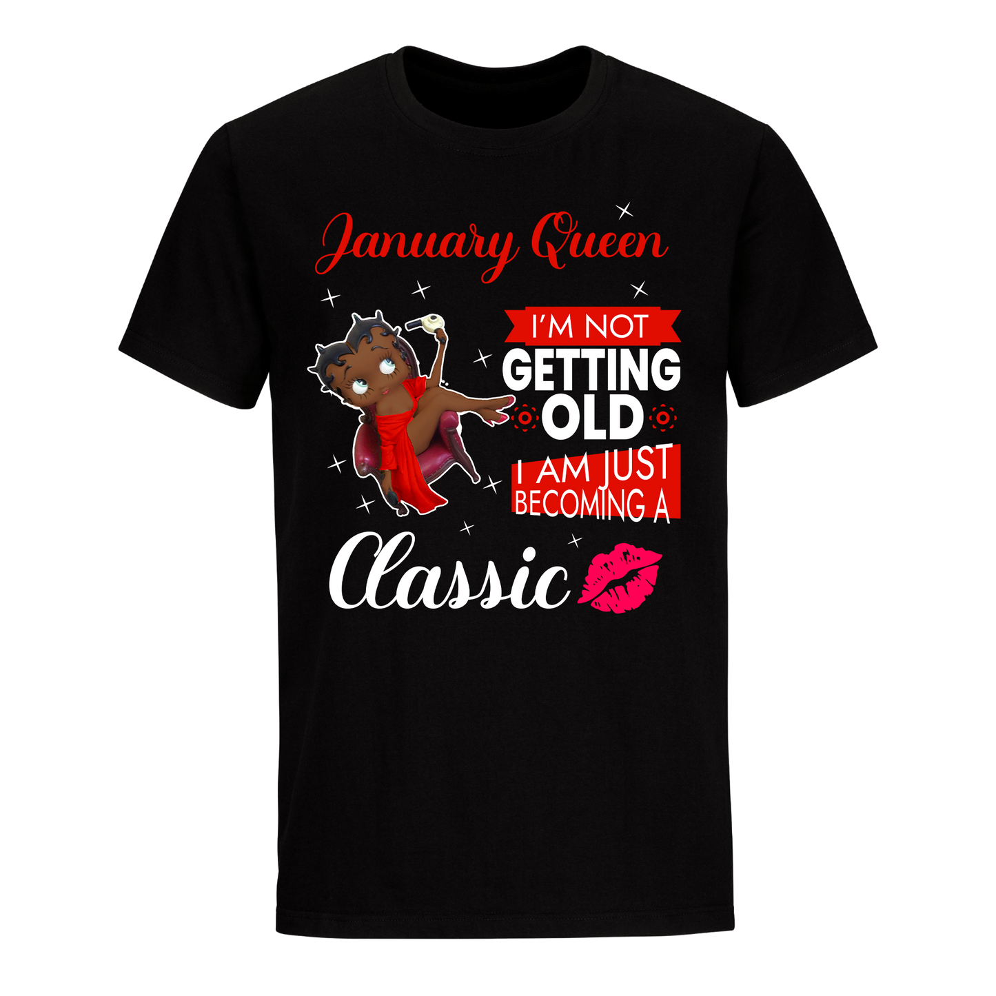 JANUARY BATTY BOOP EIGHT RED UNISEX SHIRT