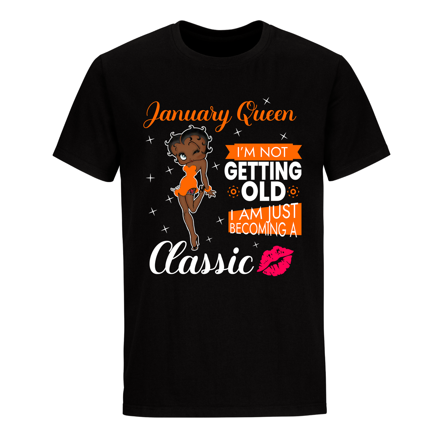 JANUARY BATTY BOOP NINE ORANGE UNISEX SHIRT