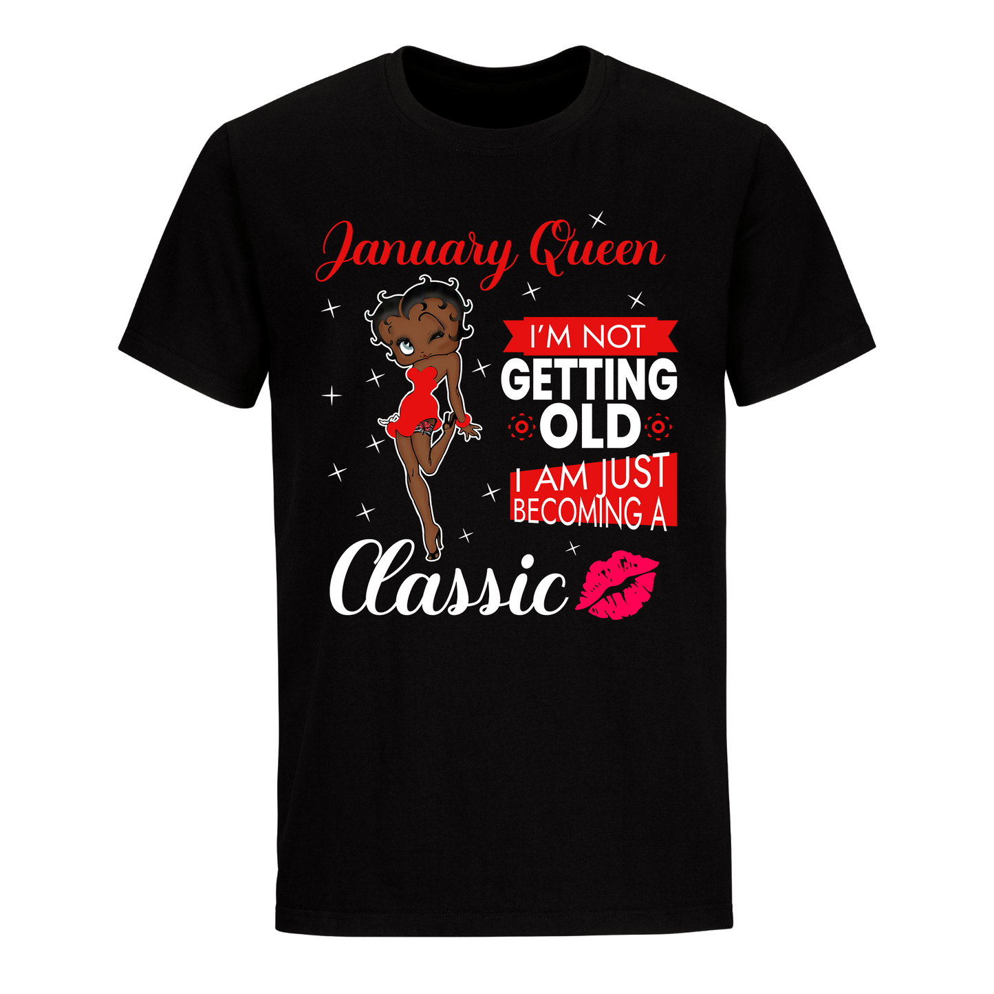 JANUARY BATTY BOOP NINE RED UNISEX SHIRT