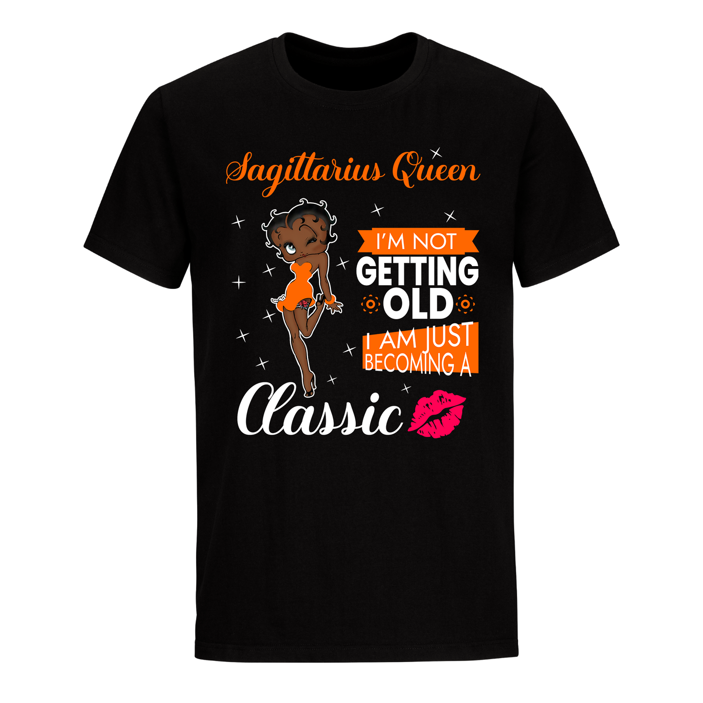 SAGITTARIUS BATTY BOOP NINE ORANGE UNISEX SHIRT