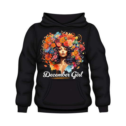 Floral Hair Girl December Hooded Unisex Sweatshirt