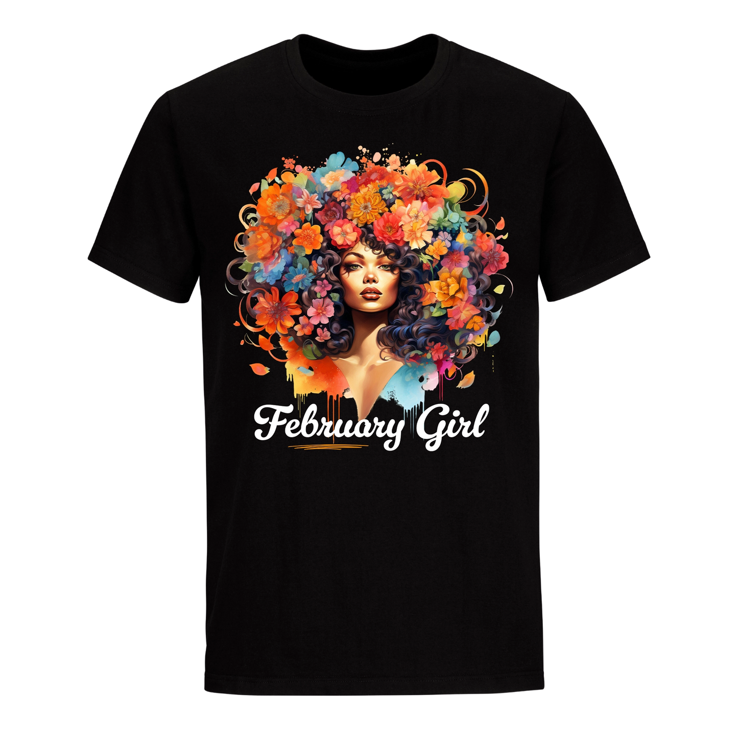 FLORAL HAIR GIRL FEBRUARY UNISEX SHIRT