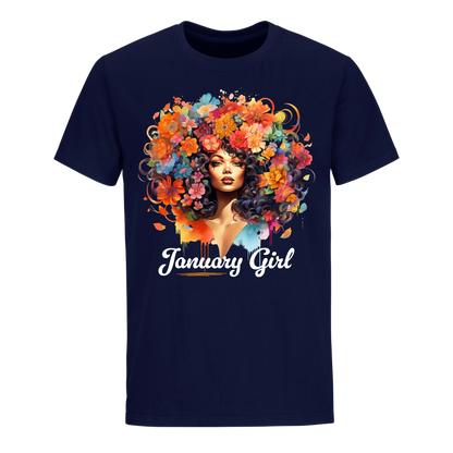 FLORAL HAIR GIRL JANUARY UNISEX SHIRT