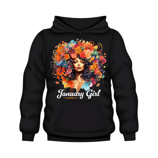 Floral Hair Girl January Hooded Unisex Sweatshirt