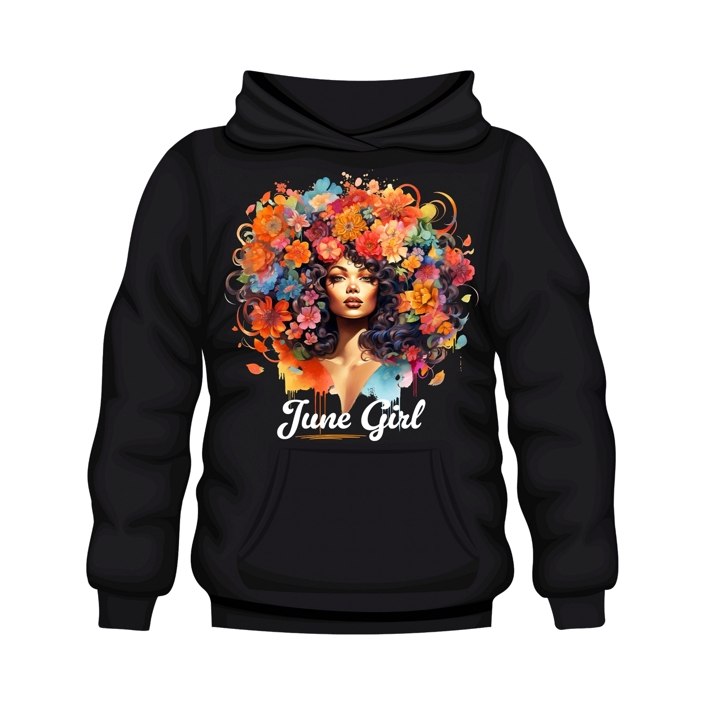 Floral Hair Girl June Hooded Unisex Sweatshirt