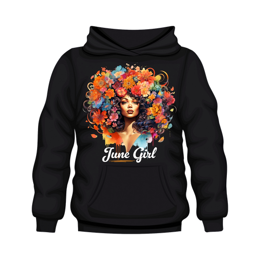 Floral Hair Girl June Hooded Unisex Sweatshirt