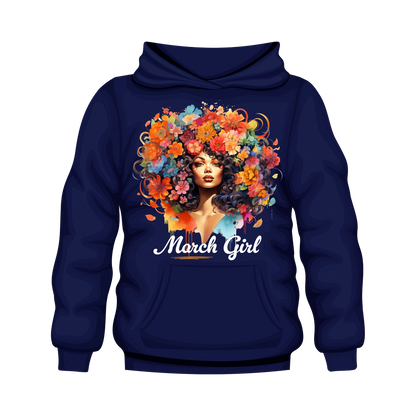 Floral Hair Girl March Hooded Unisex Sweatshirt