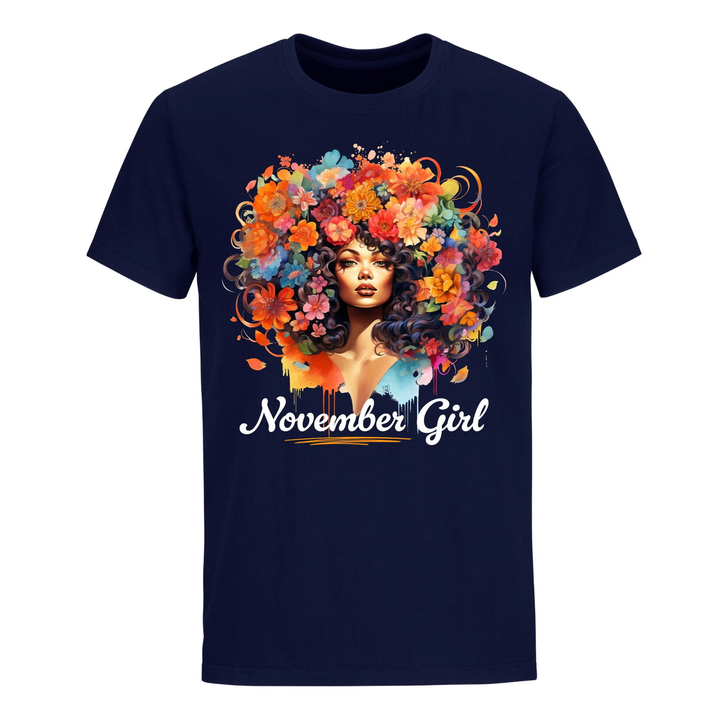 FLORAL HAIR GIRL NOVEMBER UNISEX SHIRT