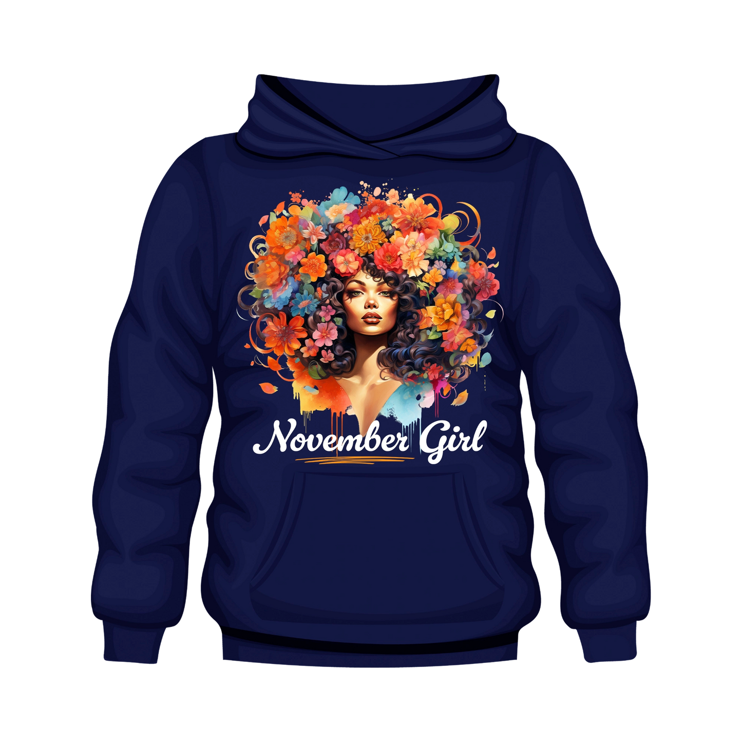 Floral Hair Girl November Hooded Unisex Sweatshirt