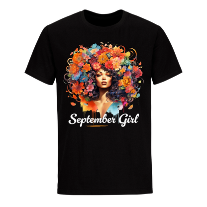 FLORAL HAIR GIRL SEPTEMBER UNISEX SHIRT