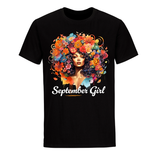 FLORAL HAIR GIRL SEPTEMBER UNISEX SHIRT