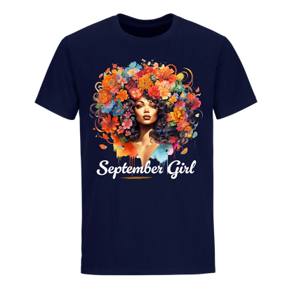 FLORAL HAIR GIRL SEPTEMBER UNISEX SHIRT