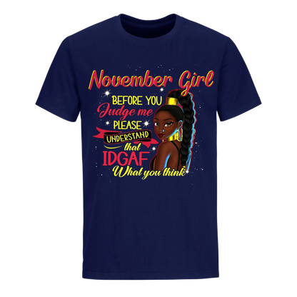 JUDGE ME NOVEMBER UNISEX SHIRT