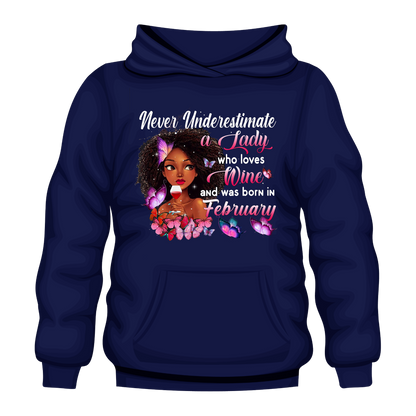 Lady Wine February Hooded Unisex Sweatshirt