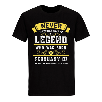 A LEGEND WHO WAS BORN ON FEBRUARY 1ST UNISEX SHIRT