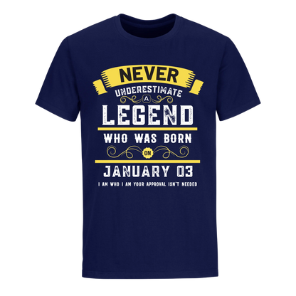 A LEGEND WHO WAS BORN ON JANUARY 3RD UNISEX SHIRT