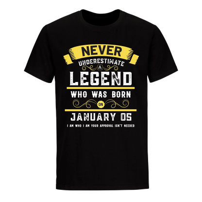 A LEGEND WHO WAS BORN ON JANUARY 5TH UNISEX SHIRT