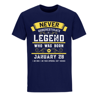 A LEGEND WHO WAS BORN ON JANUARY 28TH UNISEX SHIRT