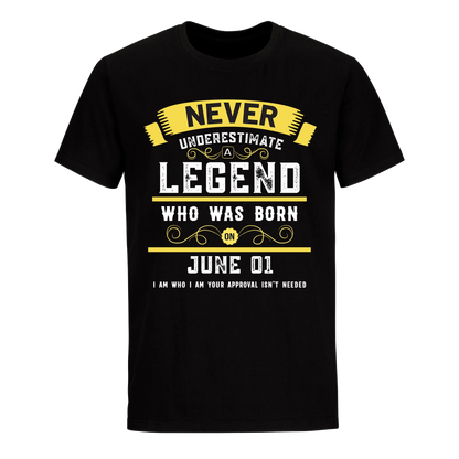 A LEGEND WHO WAS BORN ON JUNE 1ST UNISEX SHIRT