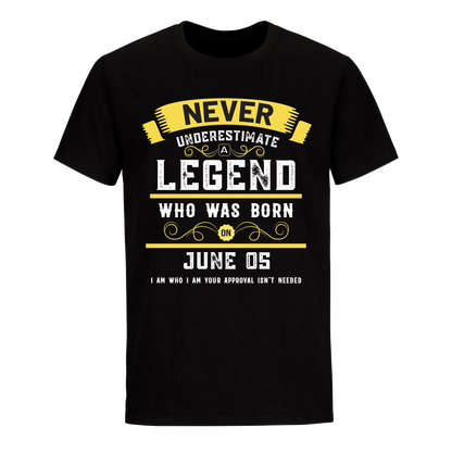 A LEGEND WHO WAS BORN ON JUNE 5TH UNISEX SHIRT