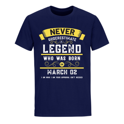 A LEGEND WHO WAS BORN ON MARCH 2ND UNISEX SHIRT