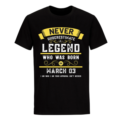 A LEGEND WHO WAS BORN ON MARCH 3RD UNISEX SHIRT