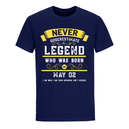 A LEGEND WHO WAS BORN ON MAY 2ND UNISEX SHIRT